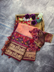 Twill Ikkat with Kanchi Border Saree