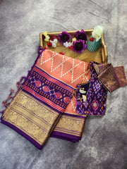 Twill Ikkat Silk Saree