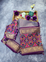 Ikkat Silk with Kanchi Border