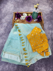 Soft Georgette Sare with Mirror blouse