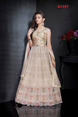 G1357 - White digital printed Partywear Lehenga