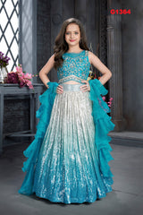 G1364 - Powder blue allover sequence partywear Lehenga