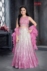 G1365 - Pastel Pink sequence partywear Lehenga