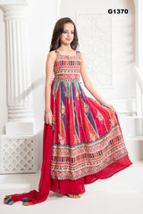 G1370 - Multi colored Girls Nyra cut partywear dress
