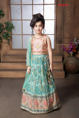 G1373 - Beige and seagreen Partywear Lehenga set