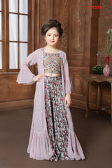 G1379 - Pastel wine hued crop top palazzo set