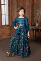 G1380 - Bright blue crop top palazzo set