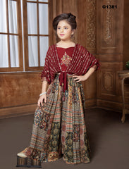 G1381 - Maroon crop top palazzo set