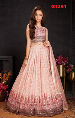 G1391 - Wine hued Partywear Lehenga Set