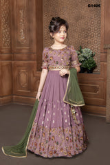 G1406 - GORGEOUS LIGHT PURPLE KALAMKARI PRINTED GEORGETTE LEHENGA SET