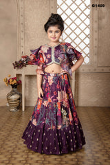 G1409 - FLORAL PRINTED GIRLS PARTYWEAR LEHENGA SET