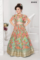 G1412 - FLORAL PRINTED GEORGETTE LEHENGA SET