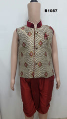 B1087 - Readymade Dhoti Kurta in Gold Maroon