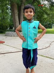 B1090 - Light & Dark Blue Party Wear Ready to Wear Boys Dhoti Kurta