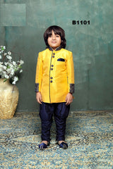 B1101 - Yellow & Blue Kurta Pajama for Boys