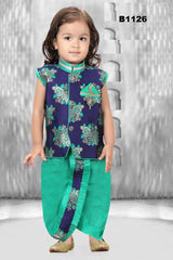 B1126 - Boys Blue & Sea Green Party Wear Dhoti Kurta set