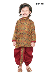 B1178 - ArtSilk Digital Printed Kurta Paired with maroon Dhoti set