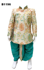 B1196 - Indowestern Style Aquablue and offwhite Sherwani Dhoti set