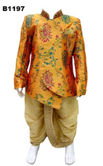 B1197 - Indowestern Style Orange and white Sherwani Dhoti set
