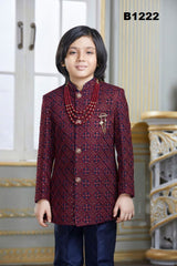 B1222 - Navyblue and Maroon Indowestern Sherwani Set