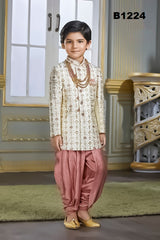 B1224 - A perfect wedding wear Offewhite Sherwani set with Gold Embroidery