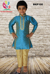 BKP100 - Fancy Sky Blue Printex Silk Party Wear Kurta Pajama
