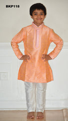 BKP118 - Jacquard design bright peach Kurta Pajama set