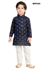 BKP320 - Navyblue and white thread weave cotton kurta pajama set