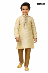 BKP326 - Beige and gold partywear silk kurta pajama set