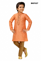 BKP327 - Peach and gold partywear silk kurta pajama set
