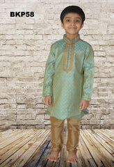 BKP58 - Boys Blue Brocade Festive wear Kurta Pajama set