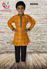 BKP96 - Super Fancy Yellow Silk Party Wear Kurta Pajama w/ Embroidery