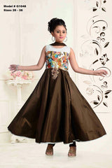 G1048 - Espresso hued girls Anarkali set