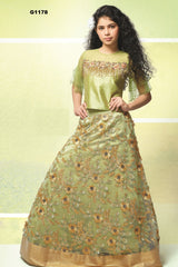 G1178 - Pastel Green Girls Lehenga Choli