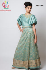 G1195 - Pastel Blue net Girls Lehenga Choli