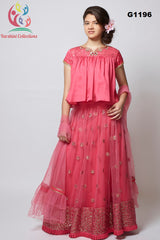 G1196 - Pretty Pink hued Net Girls Lehenga Choli