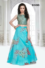 G1295 - Blue Lehenga with Mirrors