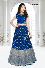 G1296 - Royal Blue Mirrors Lehenha