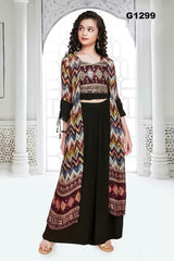 G1299 - Dark brown 3 piece palazzo set