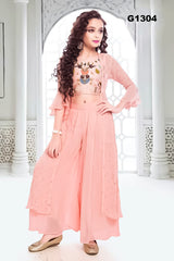 G1304 - Peach Indo-western Palazzo set
