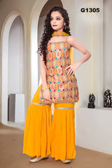 G1305 - Mustard yellow Gharara Set