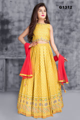 G1312 - Bright Yellow Girls Lehenga Choli