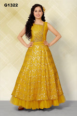 G1322 - Yellow sequence Girls Lehenga Choli