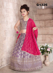 G1326 - Lilac Banaras Girls Lehenga choli set