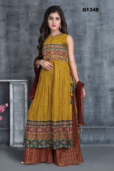 G1348 - Mustard and red printed palazzo set
