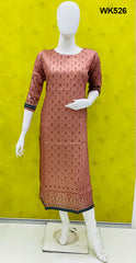 WK526 - Soft satin printed Kurti Tunic