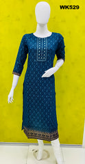 WK529 - Royal blue Bandhini printed cotton Kurti top