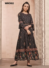 WK562 - Black digital printed Anarkali Kurti