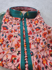 MK410 - Peach and peacock blue Pashmina printed cotton Kurta pajama set