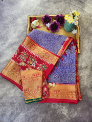 Twill Ikkat with Kanchi border Saree